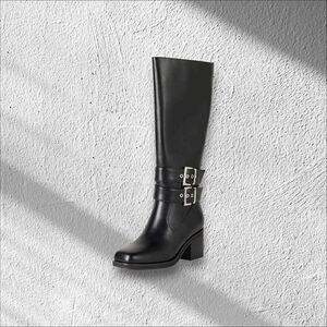 The Drop Women's Sage Tall Biker Boot with Buckles